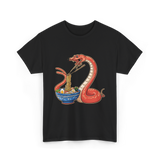 Kawaii Ramen Snake Art T-Shirt - Black