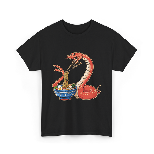 Kawaii Ramen Snake Art T-Shirt - Black