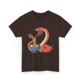 Kawaii Ramen Snake Art T-Shirt - Dark Chocolate