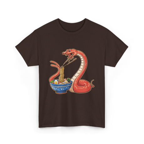 Kawaii Ramen Snake Art T-Shirt - Dark Chocolate