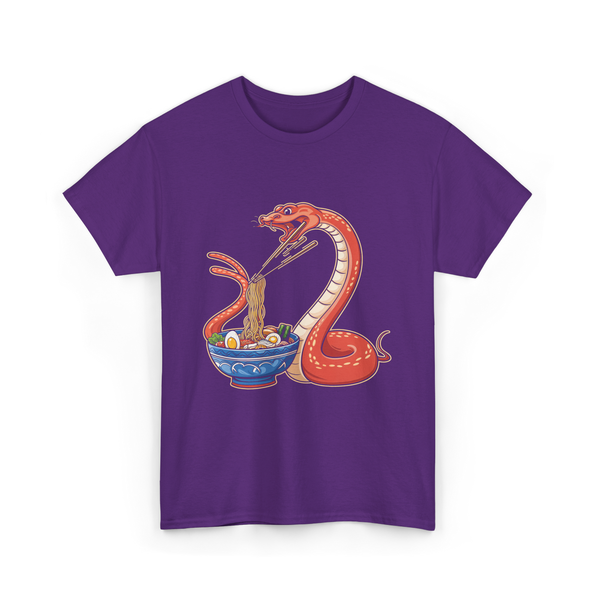 Kawaii Ramen Snake Art T-Shirt - Purple