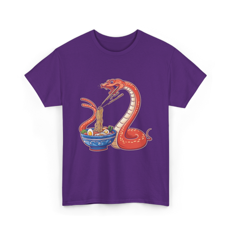 Kawaii Ramen Snake Art T-Shirt - Purple