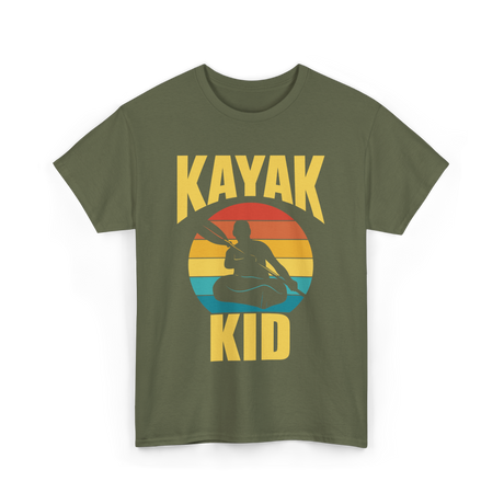 Kayak Kid Kayaking Adventure T-Shirt - Military Green