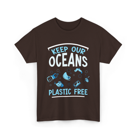 Keep Our Oceans Plastic Free Ocean T-Shirt - Dark Chocolate