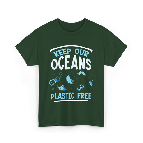 Keep Our Oceans Plastic Free Ocean T-Shirt - Forest Green