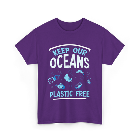 Keep Our Oceans Plastic Free Ocean T-Shirt - Purple