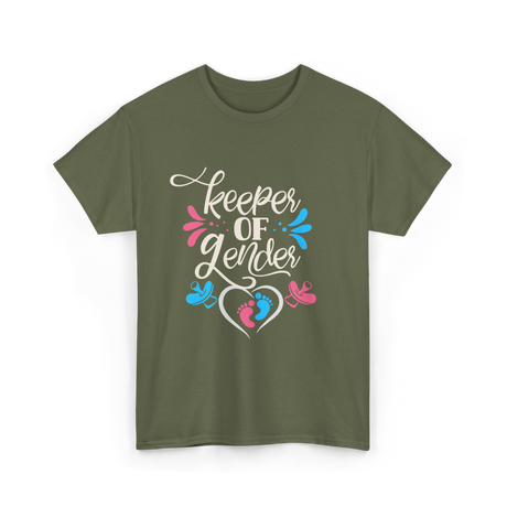 Keeper Of Gender Gender Reveal T-Shirt - Military Green