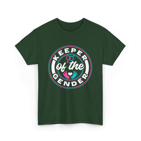 Keeper of the Gender Gender Reveal T-Shirt - Forest Green