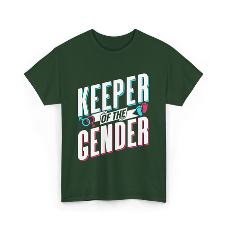 Keeper Of The Gender Gender Reveal T-Shirt - Forest Green