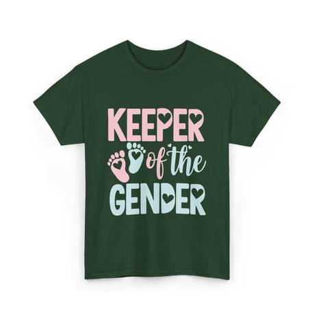 Keeper of the Gender Gender Reveal T-Shirt - Forest Green