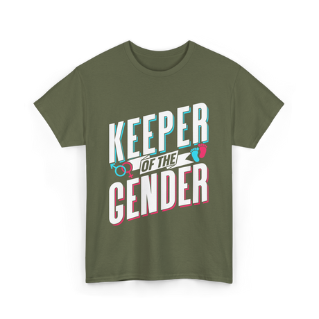 Keeper Of The Gender Gender Reveal T-Shirt - Military Green