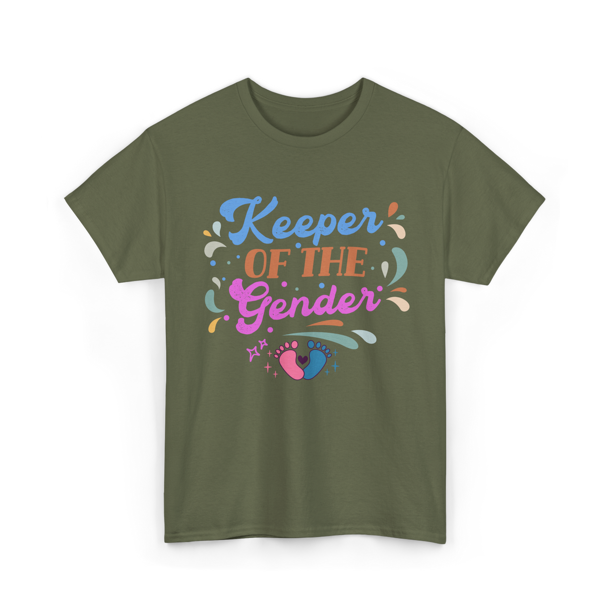 Keeper Of The Gender Gender Reveal T-Shirt - Military Green