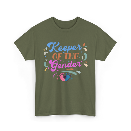 Keeper Of The Gender Gender Reveal T-Shirt - Military Green