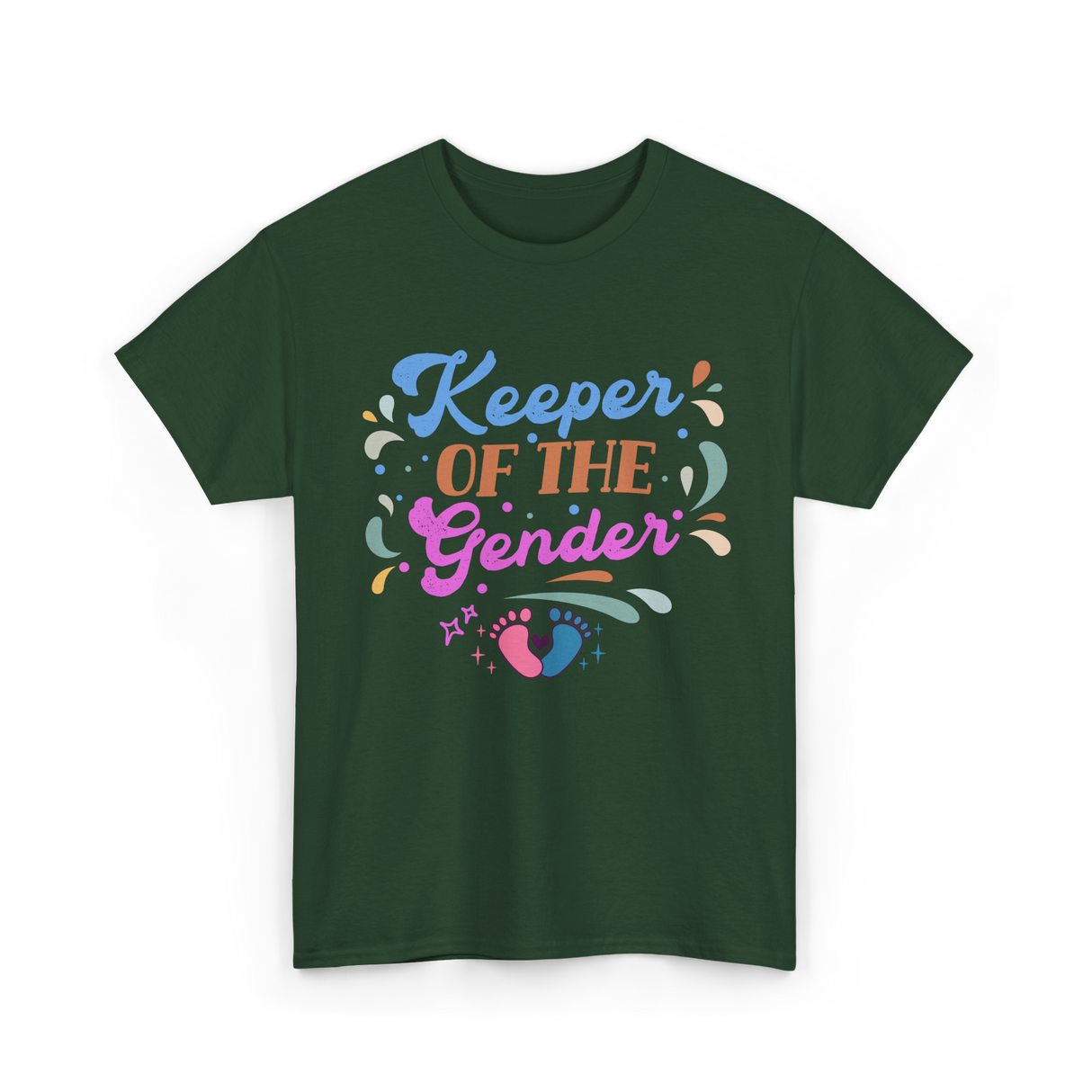 Keeper Of The Gender Gender Reveal T-Shirt - Forest Green