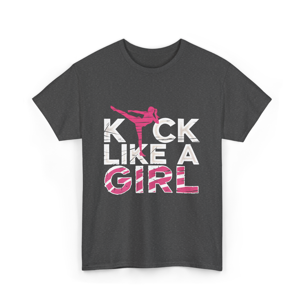 Kick Like A Girl Karate Girls T-Shirt - Dark Heather