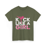 Kick Like A Girl Karate Girls T-Shirt - Military Green