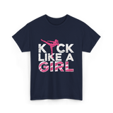 Kick Like A Girl Karate Girls T-Shirt - Navy