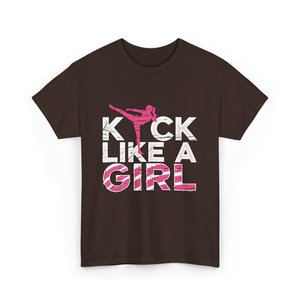 Kick Like A Girl Karate Girls T-Shirt - Dark Chocolate