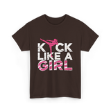 Kick Like A Girl Karate Girls T-Shirt - Dark Chocolate