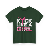 Kick Like A Girl Karate Girls T-Shirt - Forest Green