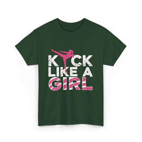 Kick Like A Girl Karate Girls T-Shirt - Forest Green