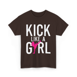 Kick Like A Girl Martial Arts T-Shirt - Dark Chocolate