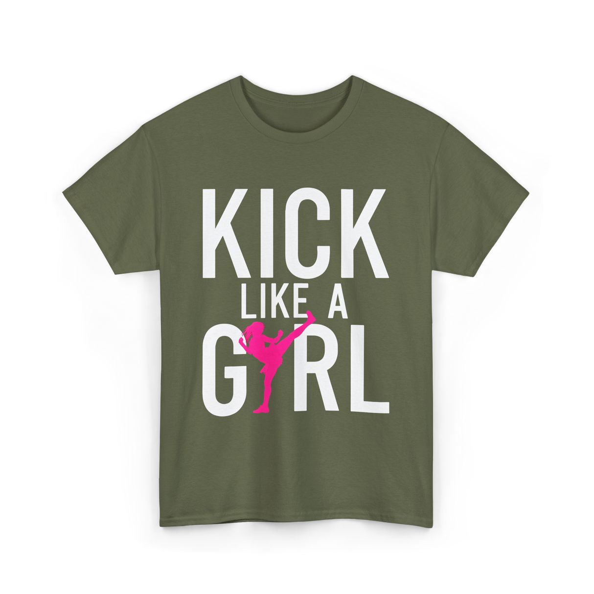 Kick Like A Girl Martial Arts T-Shirt - Military Green