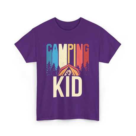 Kid Camping Campfire Adventure T-Shirt - Purple