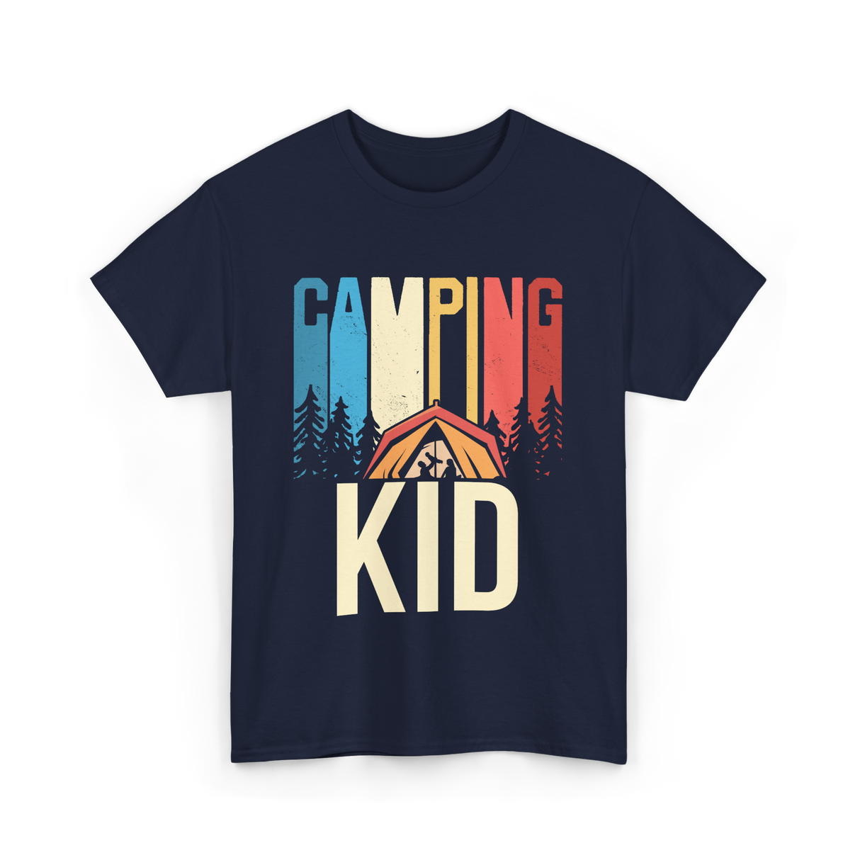 Kid Camping Campfire Adventure T-Shirt - Navy