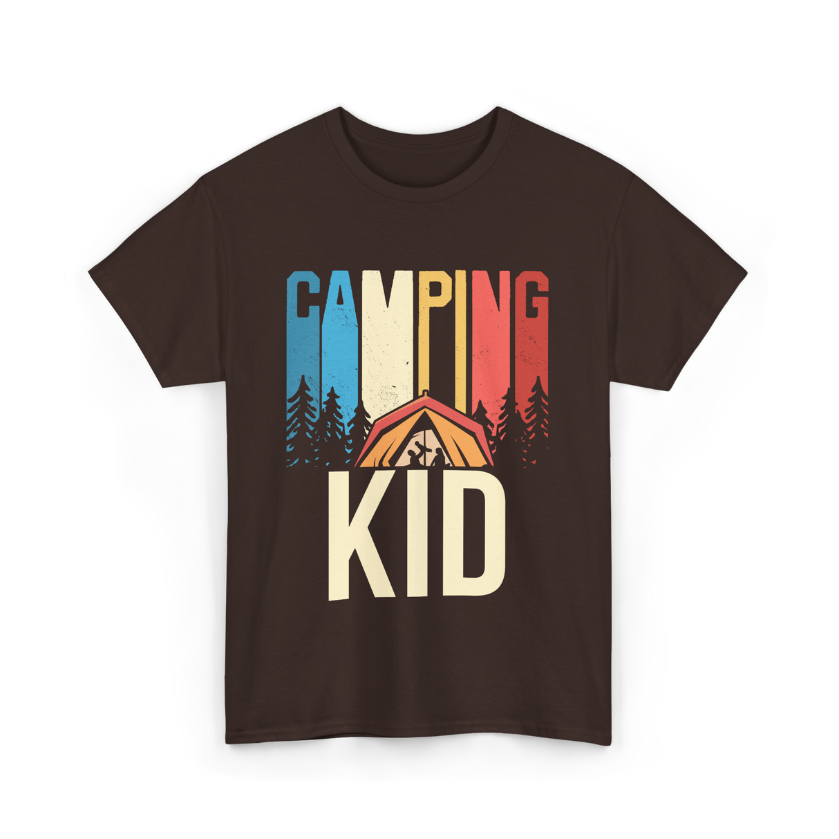 Kid Camping Campfire Adventure T-Shirt - Dark Chocolate