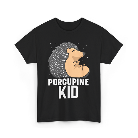 Kid Porcupine Animal Lover T-Shirt - Black