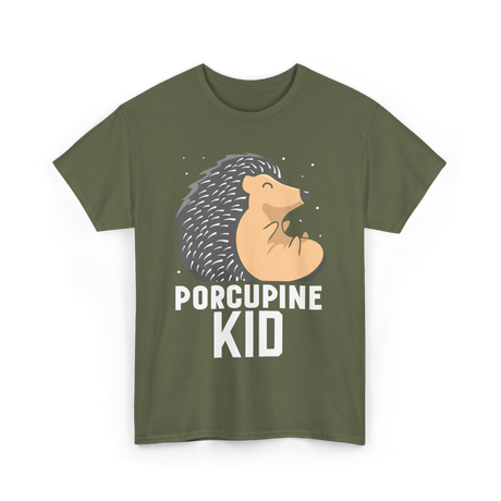 Kid Porcupine Animal Lover T-Shirt - Military Green