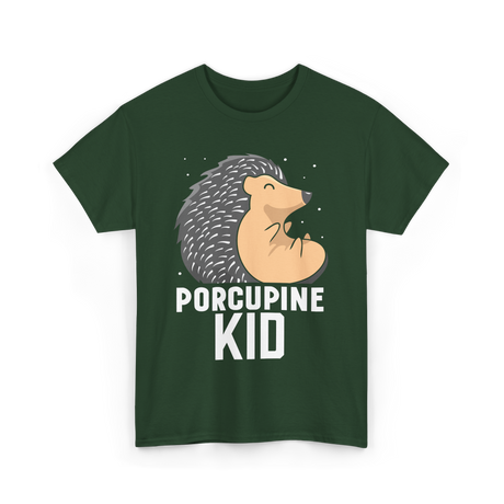 Kid Porcupine Animal Lover T-Shirt - Forest Green