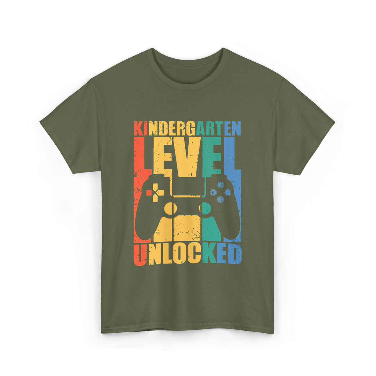 Kindergarten Level Unlocked Game T-Shirt - Military Green