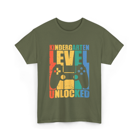 Kindergarten Level Unlocked Game T-Shirt - Military Green