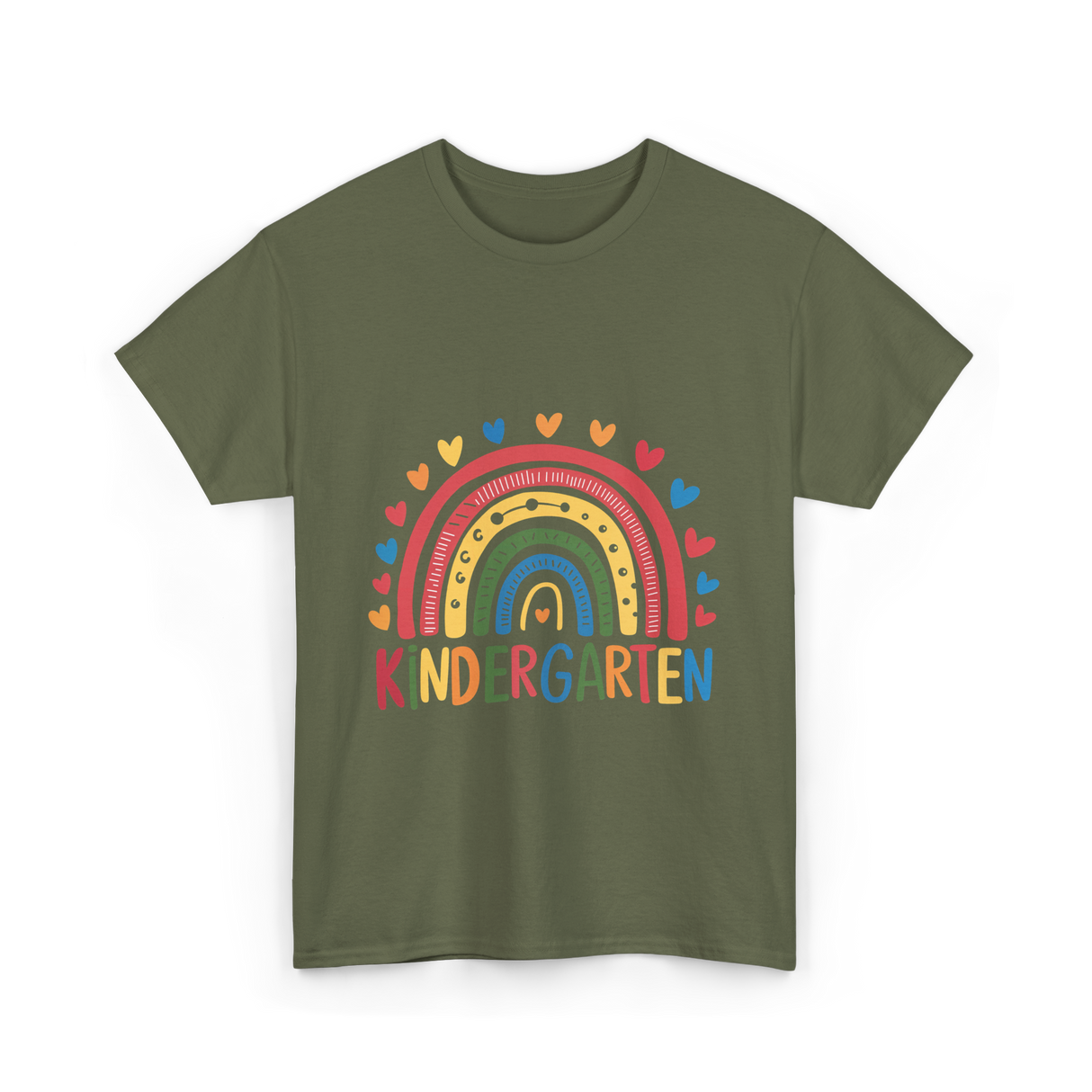 Kindergarten Rainbow Education Kids T-Shirt - Military Green