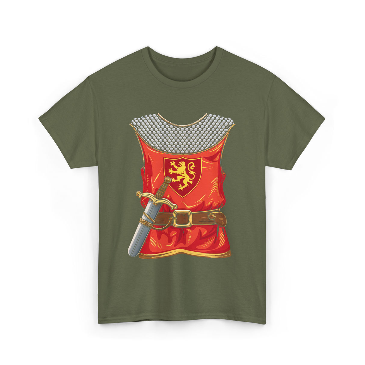 Knight Armor Sword Knight T-Shirt - Military Green