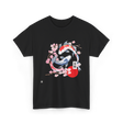 Koi Carp Cherry Blossom Art T-Shirt - Black