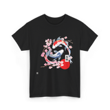 Koi Carp Cherry Blossom Art T-Shirt - Black
