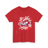 Koi Carp Cherry Blossom Art T-Shirt - Red