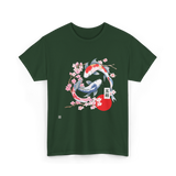 Koi Carp Cherry Blossom Art T-Shirt - Forest Green