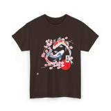 Koi Carp Cherry Blossom Art T-Shirt - Dark Chocolate