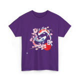 Koi Carp Cherry Blossom Art T-Shirt - Purple