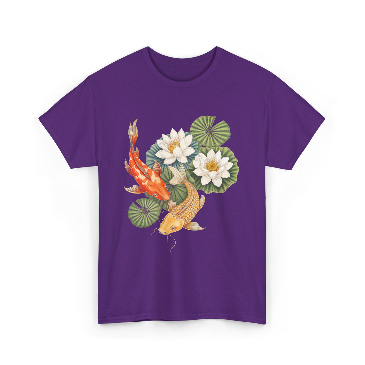 Koi Fish Lotus Pond Carp T-Shirt - Purple