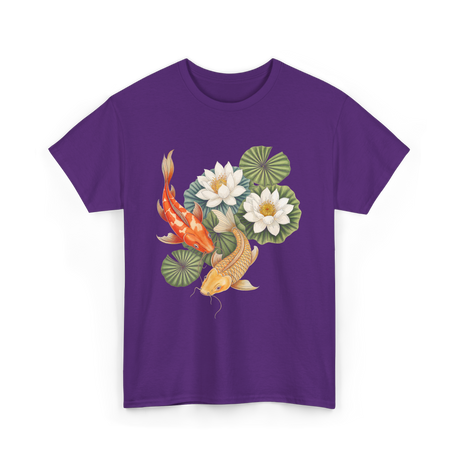 Koi Fish Lotus Pond Carp T-Shirt - Purple