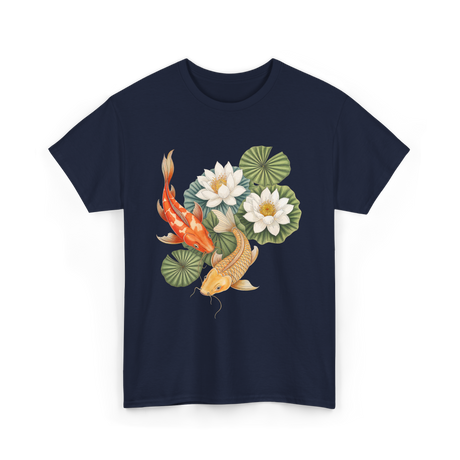 Koi Fish Lotus Pond Carp T-Shirt - Navy