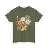 Koi Fish Lotus Pond Carp T-Shirt - Military Green