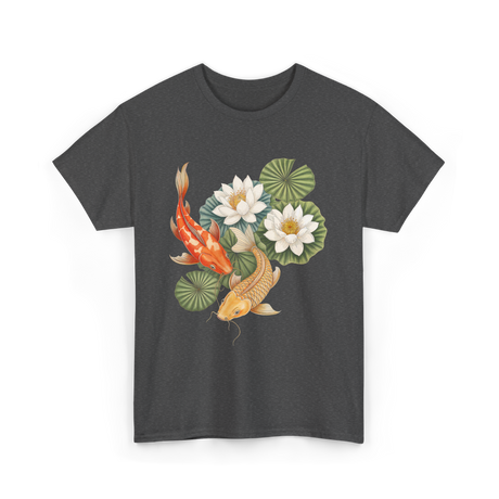 Koi Fish Lotus Pond Carp T-Shirt - Dark Heather