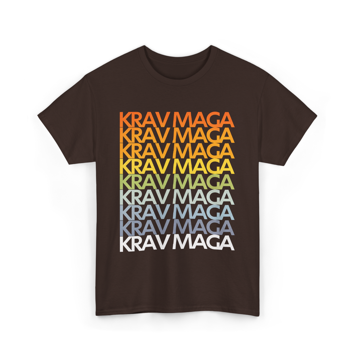 Krav Maga Retro Style Martial Arts T-Shirt - Dark Chocolate