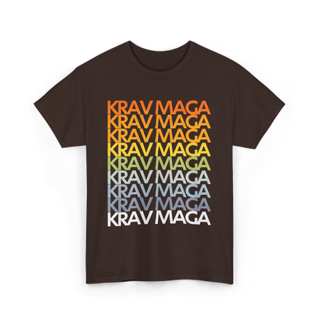 Krav Maga Retro Style Martial Arts T-Shirt - Dark Chocolate